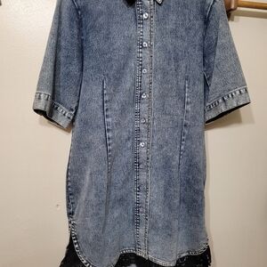 VENUS Light Blue Denim And Lace Dress